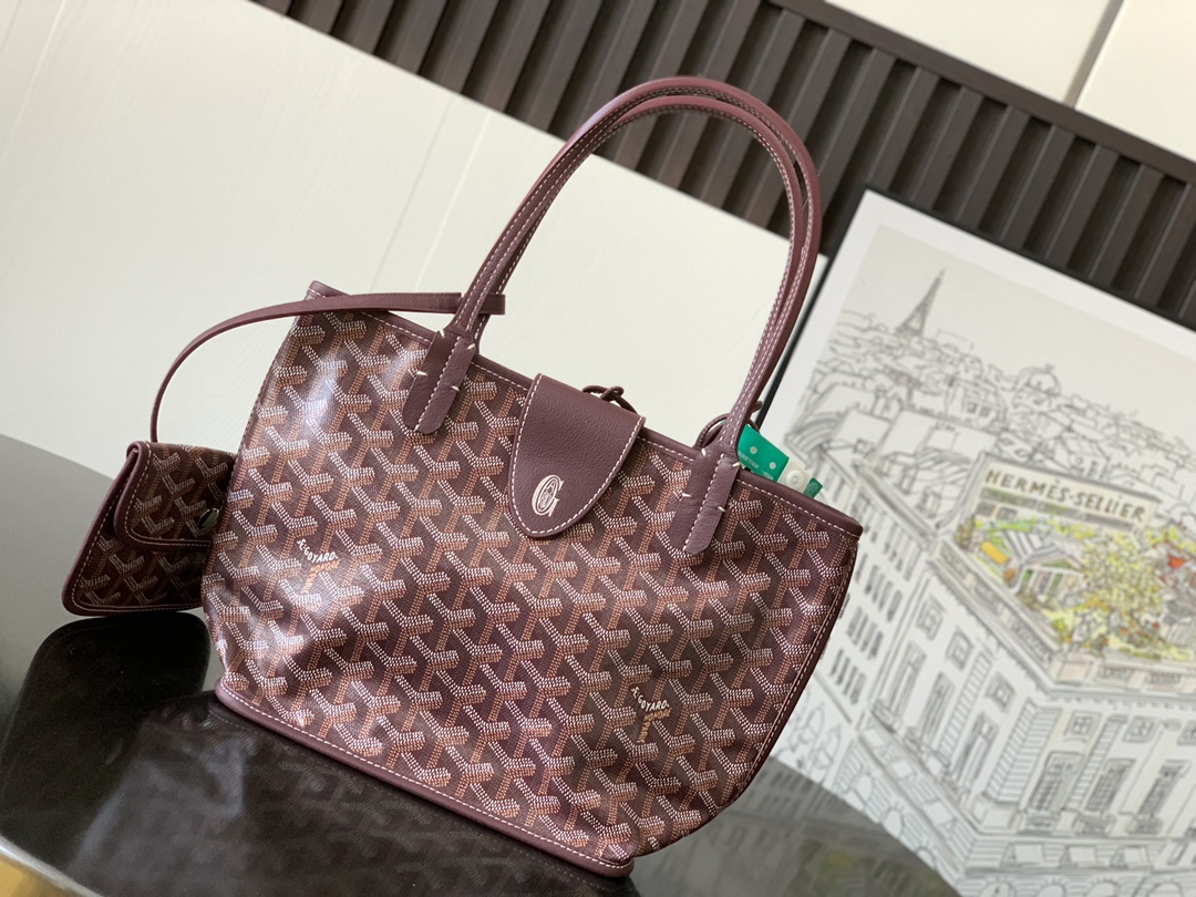 Anjou Mini Reversible Tote Bag In Burgundy